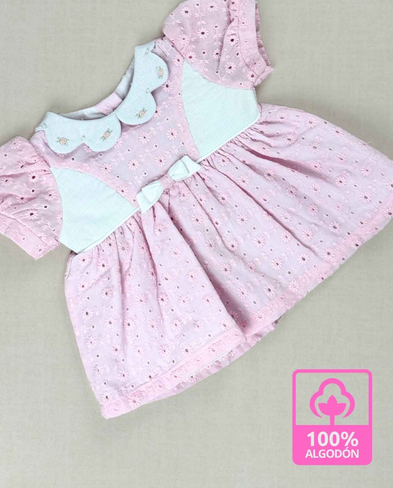 Set Primer Día Moño Calado Rosa Pink