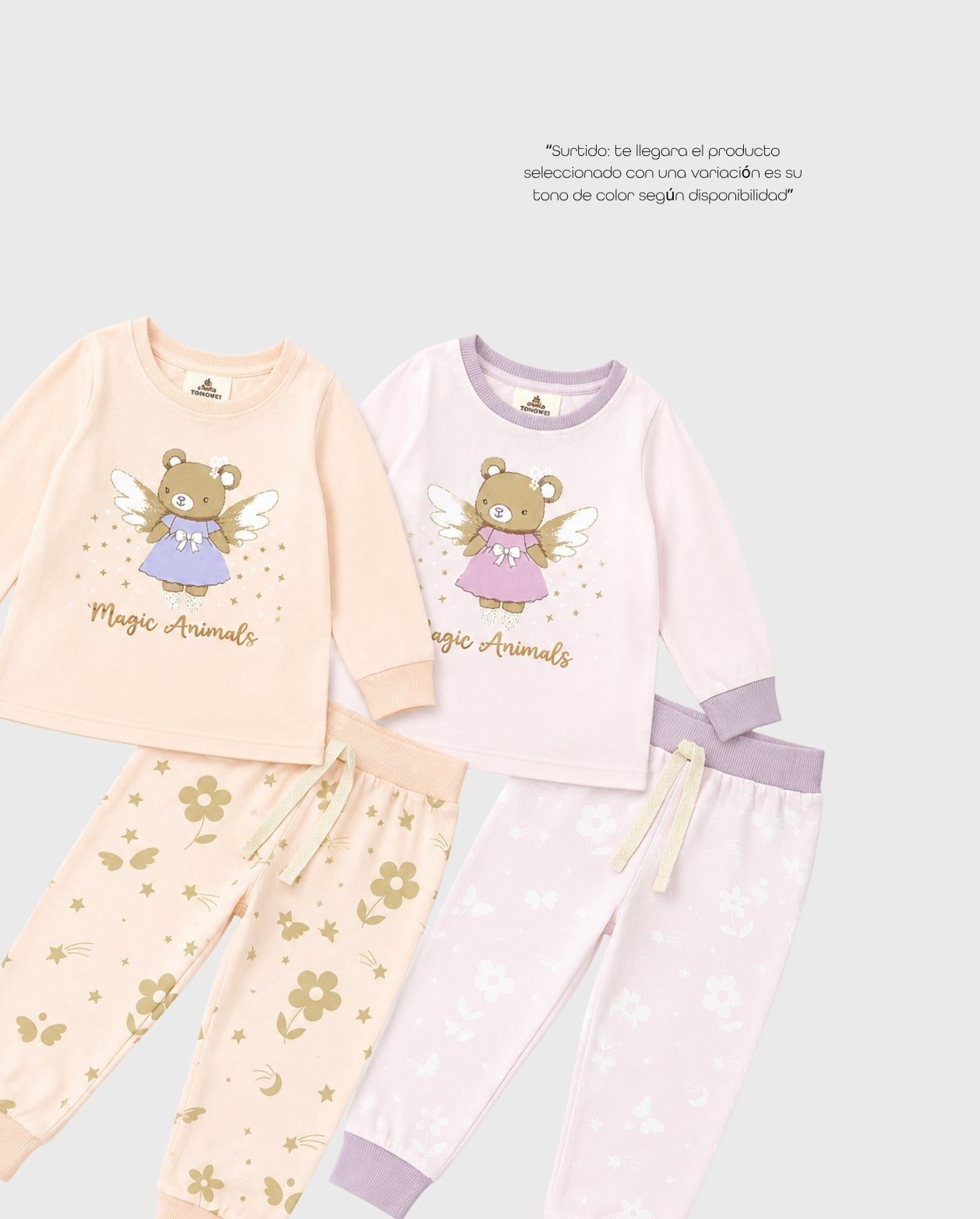 Pijamas Manga Larga Oso Vestido Colores Surtido estilo