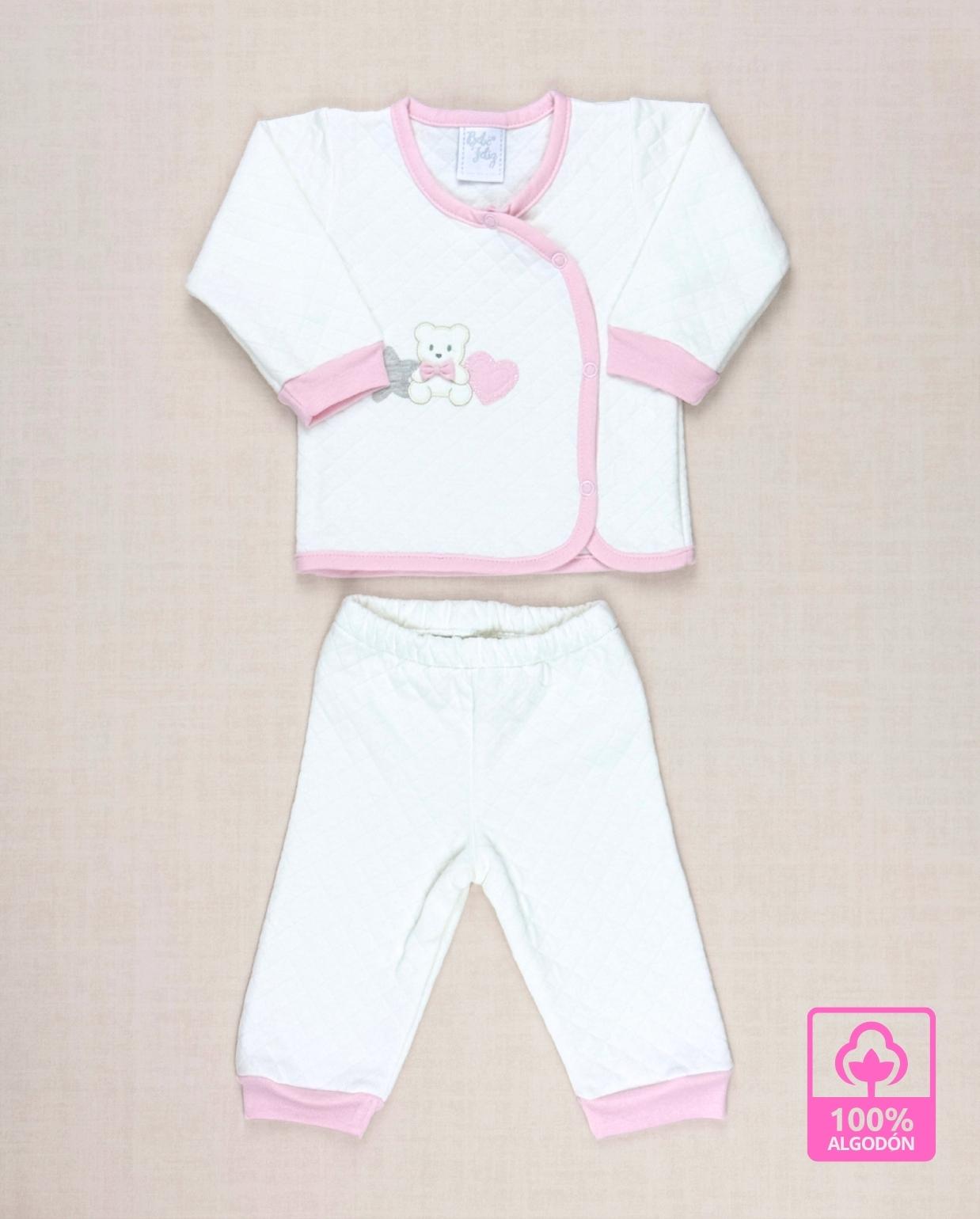 Set Primer Dia Bordado Tull Bordado Rosa Detalle