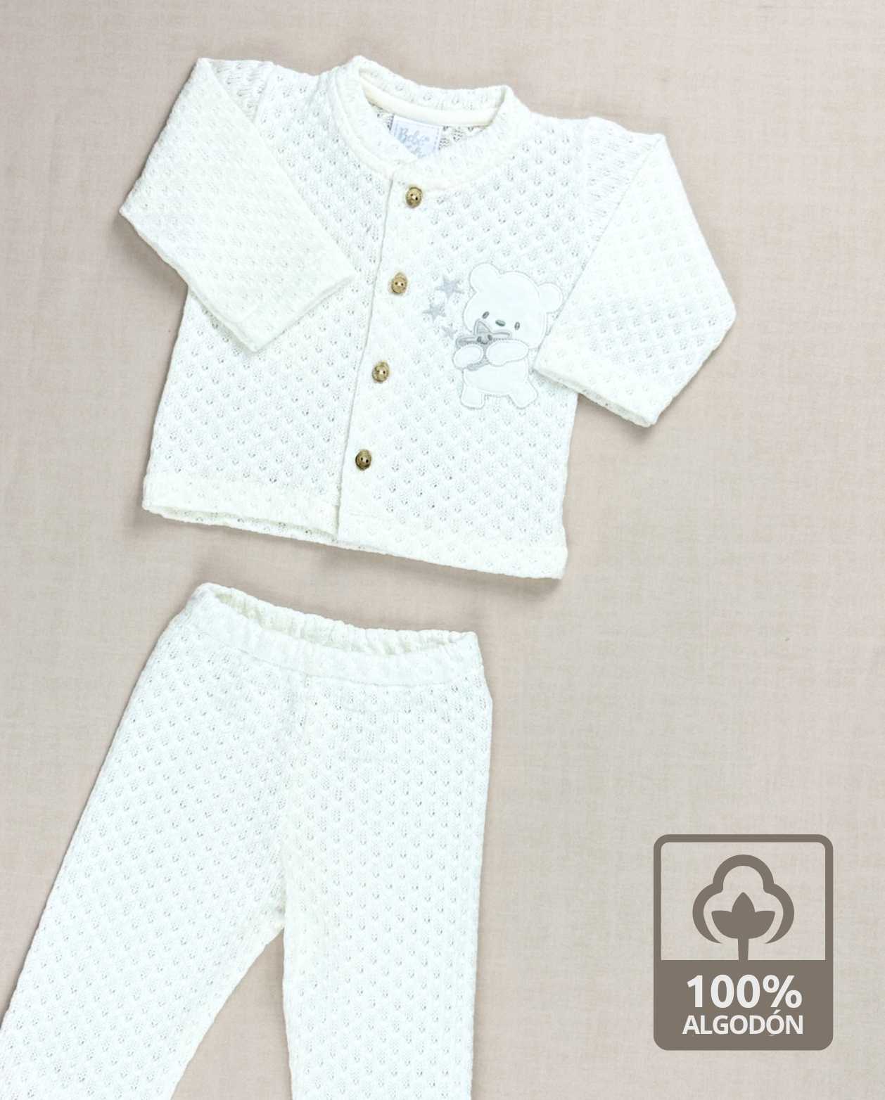 Set Primer Dia Bordado Oso Blanco Detalle