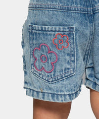 Short Denim Detalle Flores Detalles