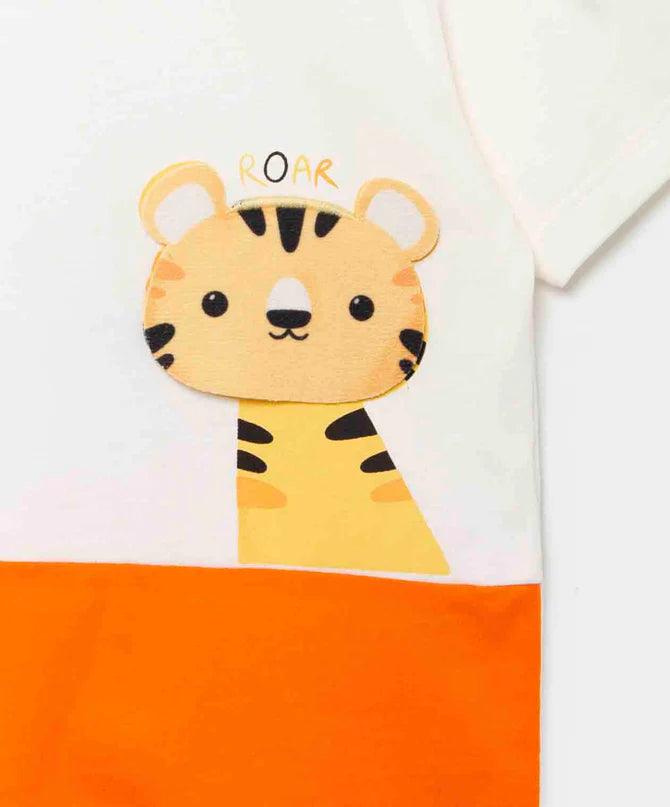 Camiseta Interactiva Roar Beige Naranja Tigre