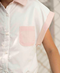 Camisa Manga Corta Detalles Rosa