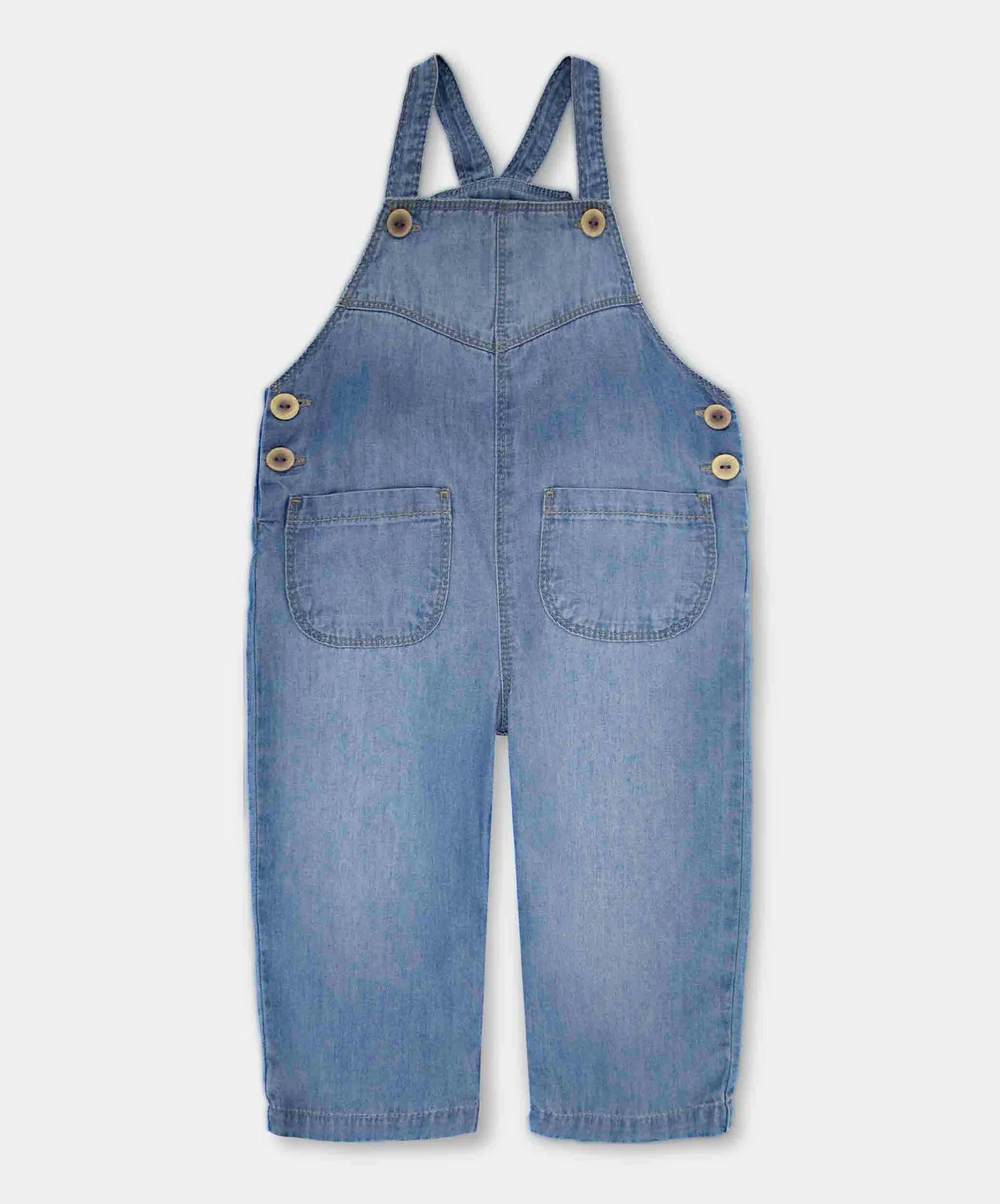 Enterizo mezclilla infantil con botones y bolsillos 12M a 24M