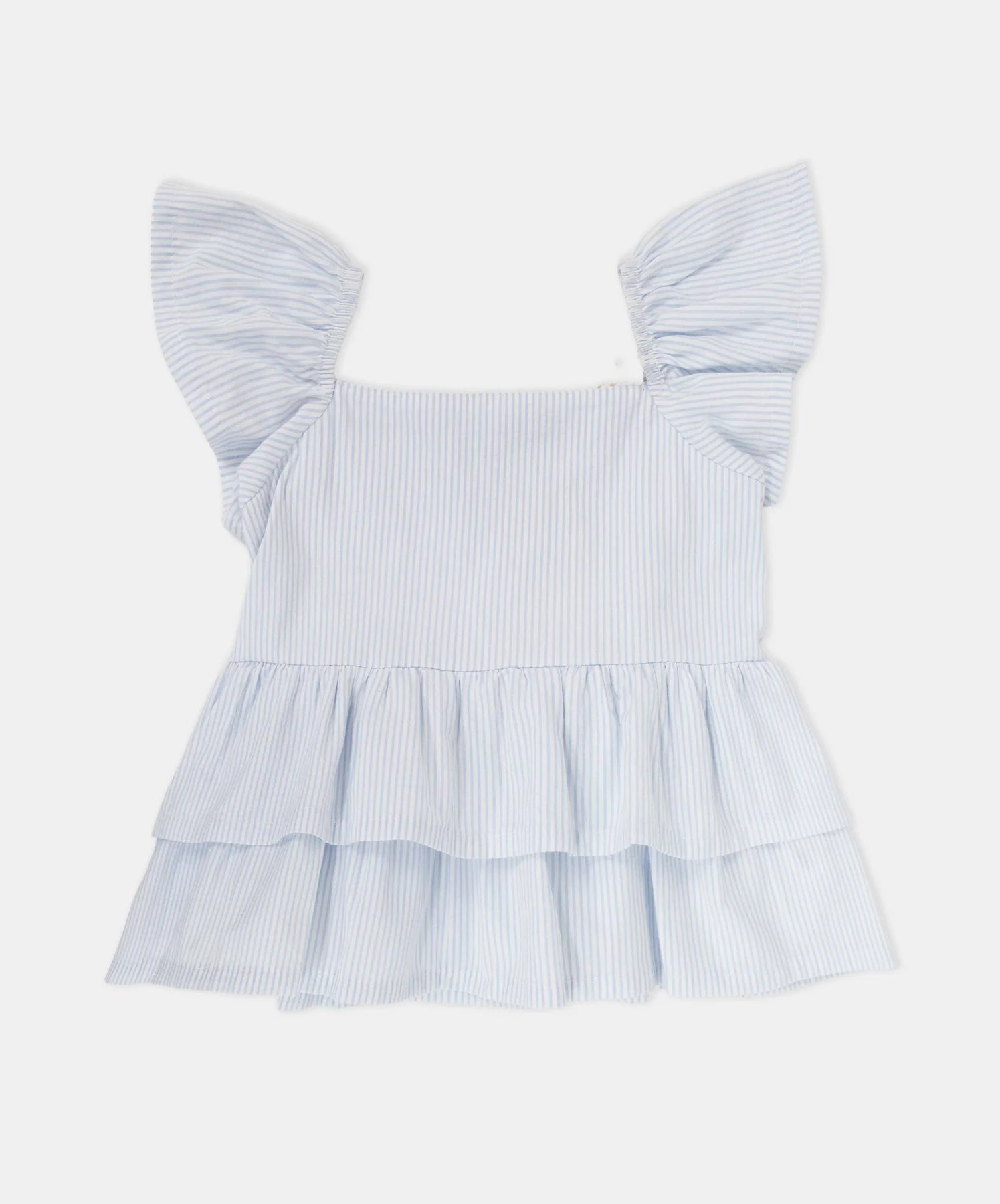 Blusa infantil de algodón con vuelos en mangas y torso