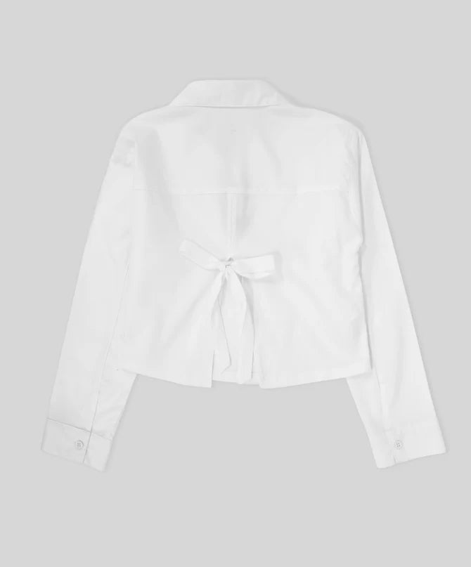 Vista frontal de camisa blanca de manga larga niña 4‑10 años