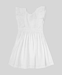 Vestido blanco niña con detalles de bordado y botones