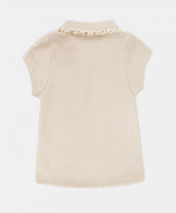 Parte trasera de blusa beige niña diseño casual elegante