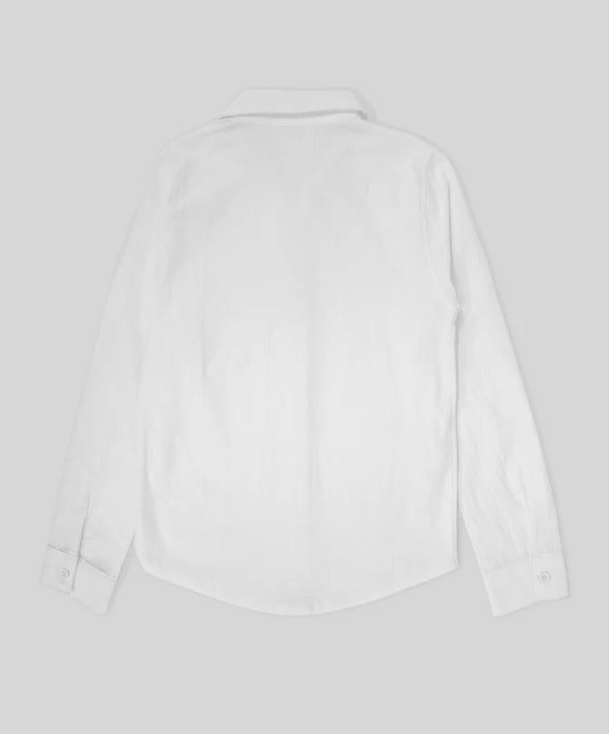 Camisa infantil blanca elegante de lino para niño