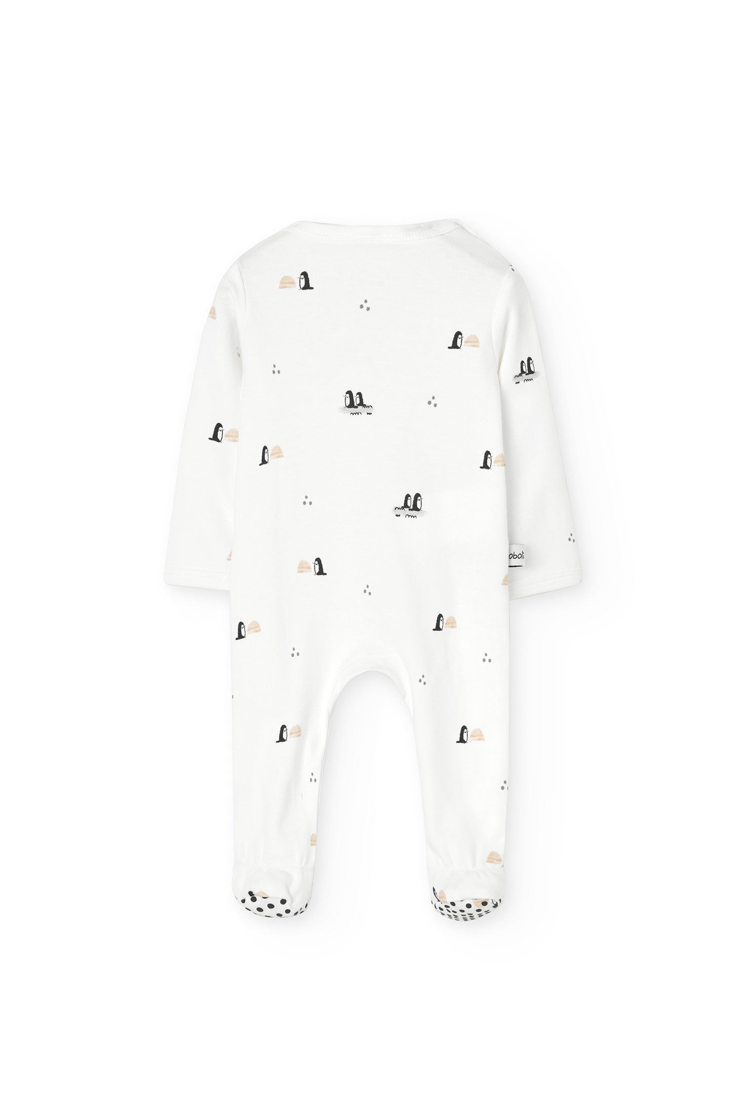 Pijama blanco con estampado de pingüinos y cierre lateral para bebé