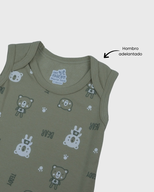Set 2 Mamelucos Estampado Bear Detalles