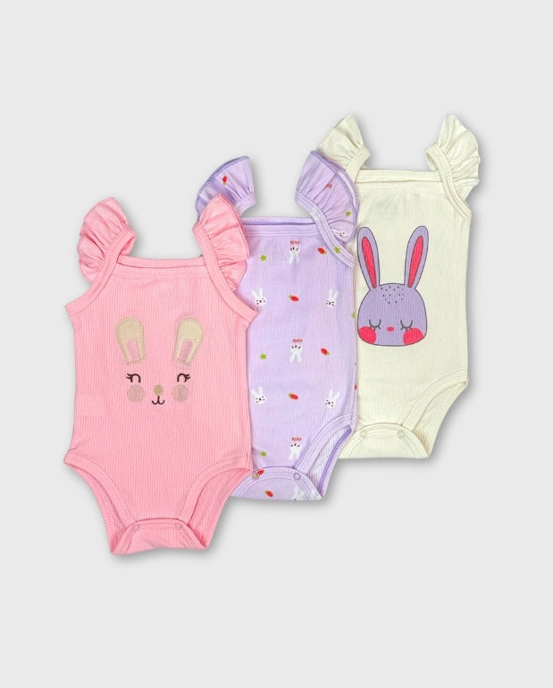 Set 3 Bodys Bebé Niña Color Surtido
