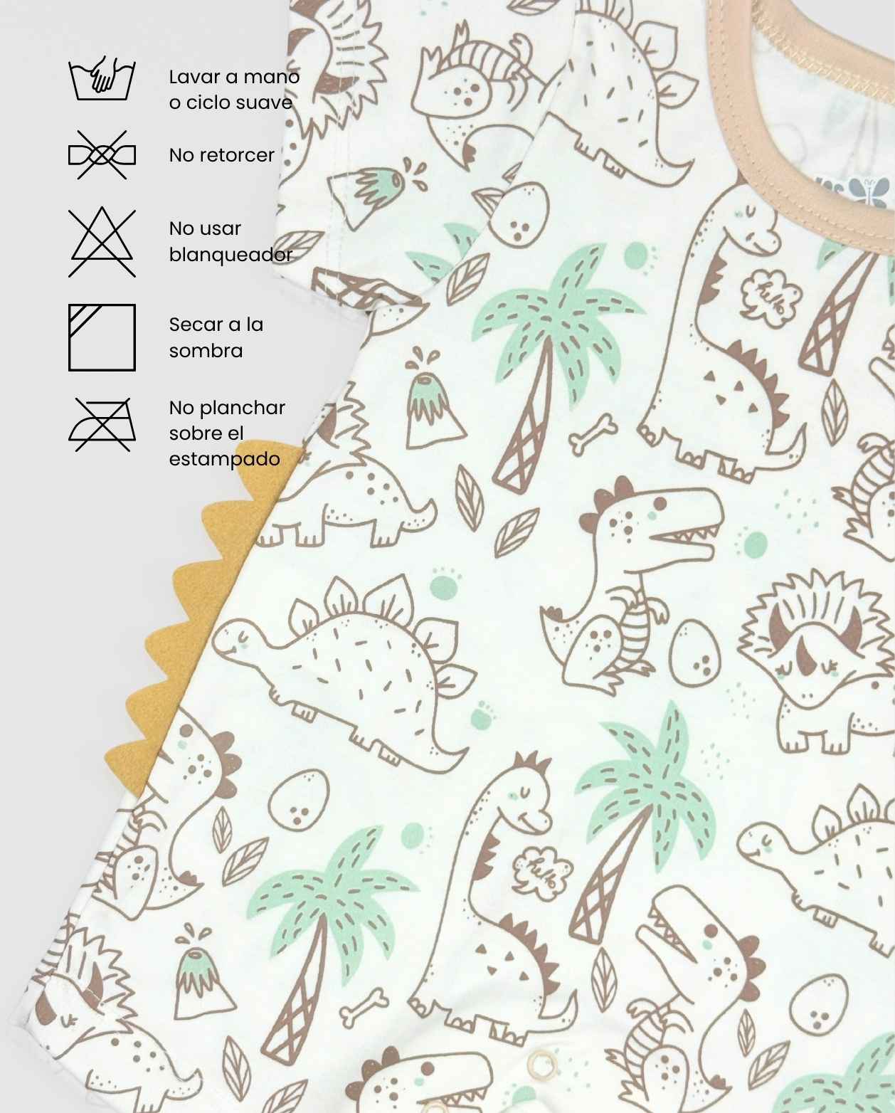 Mameluco Estampado Dinosaurio Bebé Niño Detalles