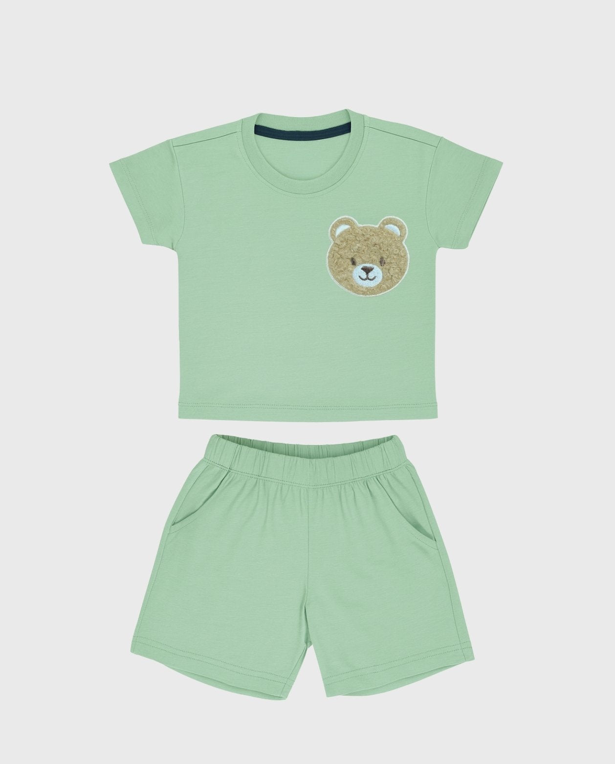 Conjunto Bermuda Bordado Oso Verde