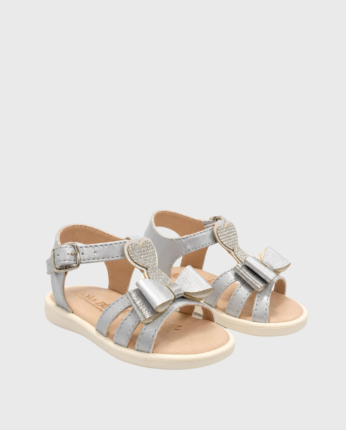 Sandalias Moño Corazones Plateado