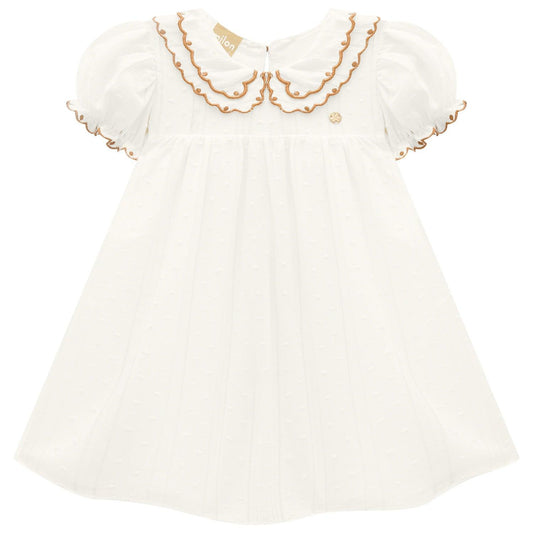 Vestido Detalle Cuello Marfil