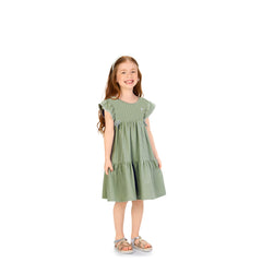 Vestido Canalado Moño Verde