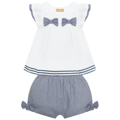 Conjunto Short Moños Rayas Azul