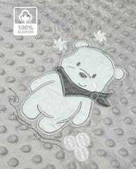 Cobija Doble Faz Burbuja Gris Bordado Surtido Algodón