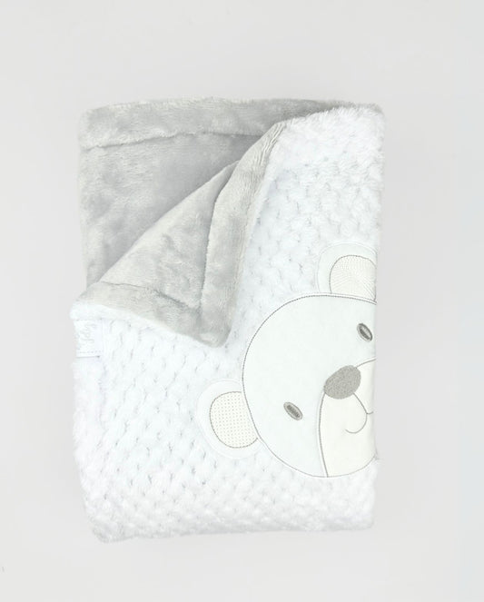 Cobija Burbuja Bordado Blanco Gris Surtido