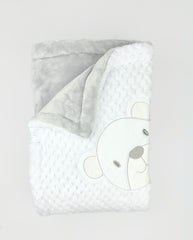 Cobija Burbuja Bordado Blanco Gris Surtido