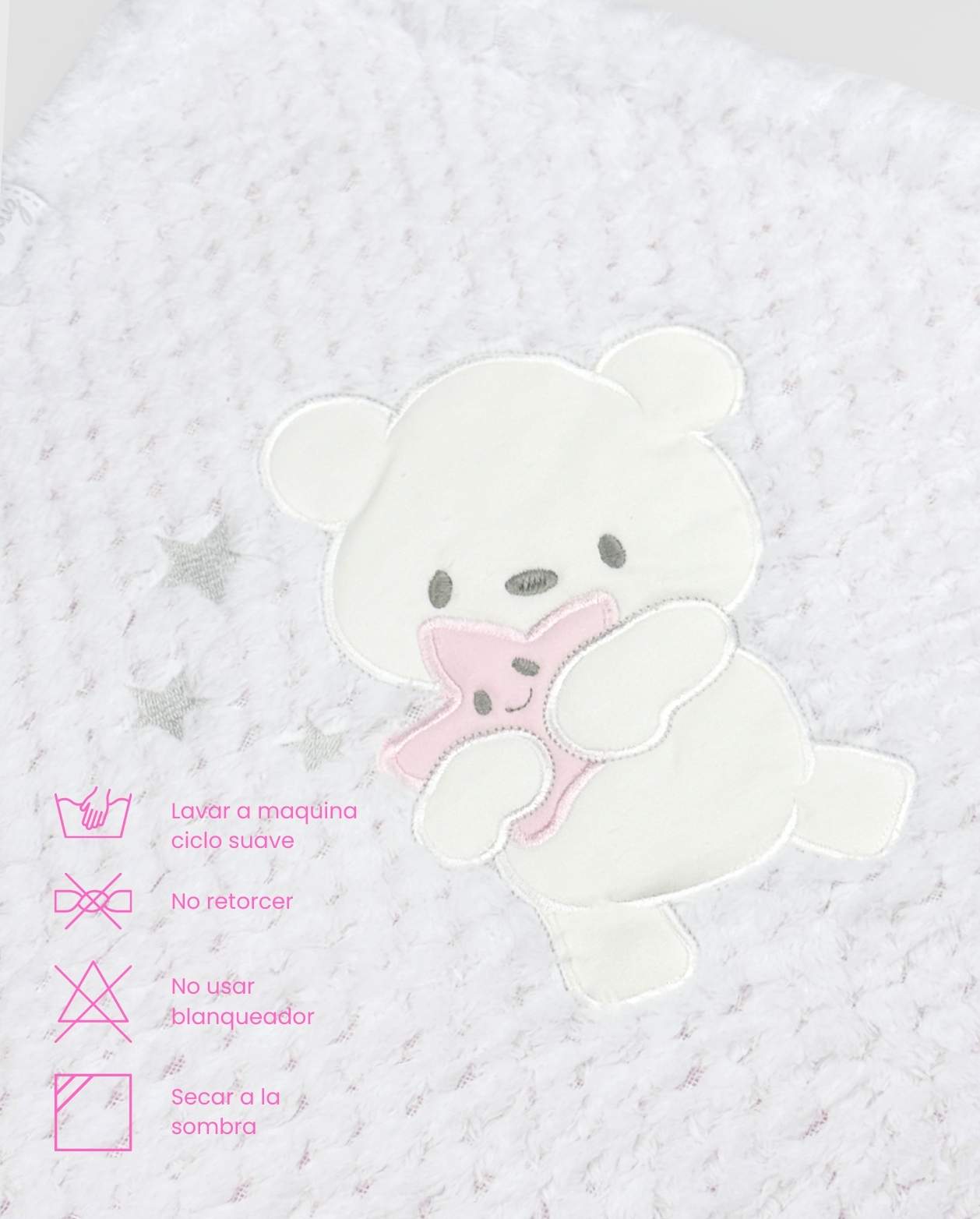 Cobija Burbuja Ovejera Blanca Rosa Bordado Surtido Bebes