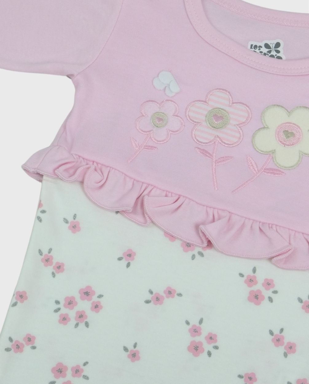 Pijama Enteriza Flores Rosa Detalles