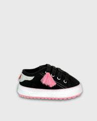 Tenis Pompón Negro Huellitas Black