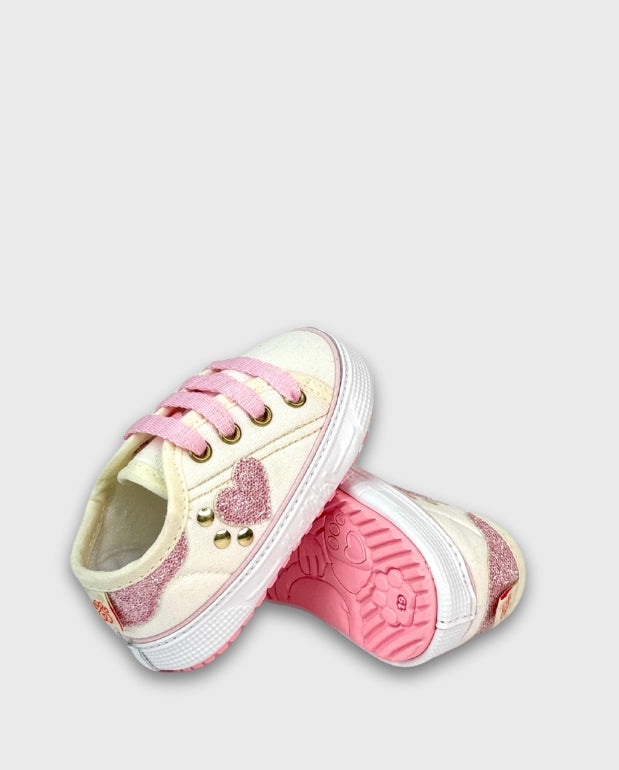 Tenis Niña Glitter Corazón Rosa Moda