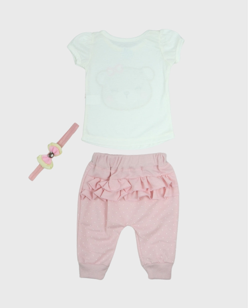 Conjunto Para Bebé Niña Blusa Oso con Balaca Detrás