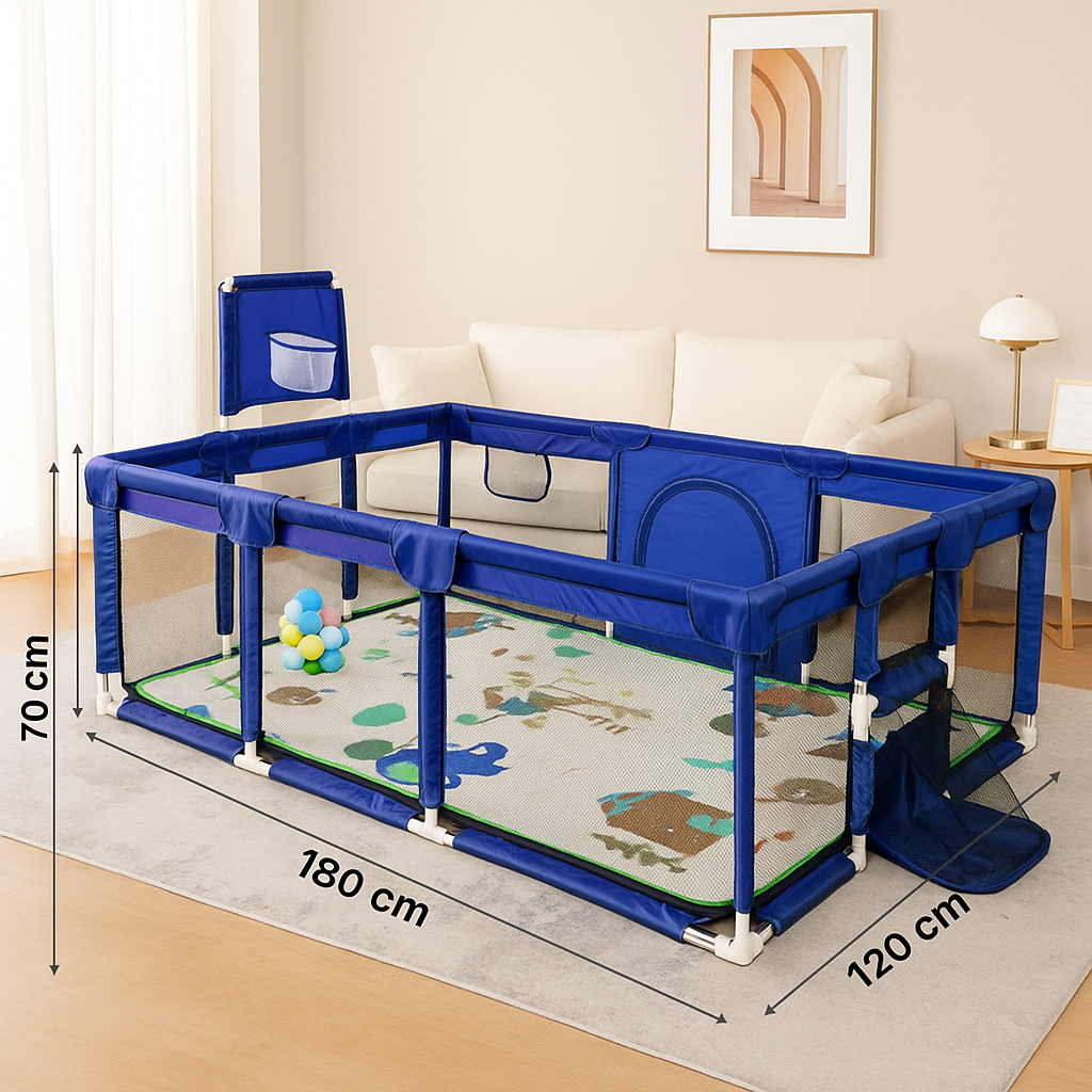 Corral de Juegos Con Tapete Azul