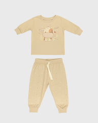 Pijama Pantalon Manga Larga Vaca Beige
