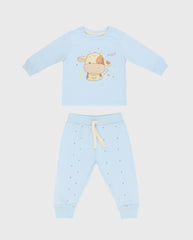 Pijama Pantalon Manga Larga Vaca azul
