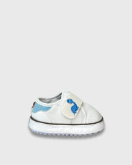 Tenis Velcro Dinosaurio Blanco Huellitas Blue