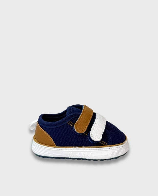 Tenis Velcro Denim Huellitas Moda