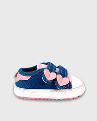 Tenis Velcro Corazón Denim Huellitas Niña