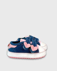 Tenis Velcro Corazón Denim Huellitas