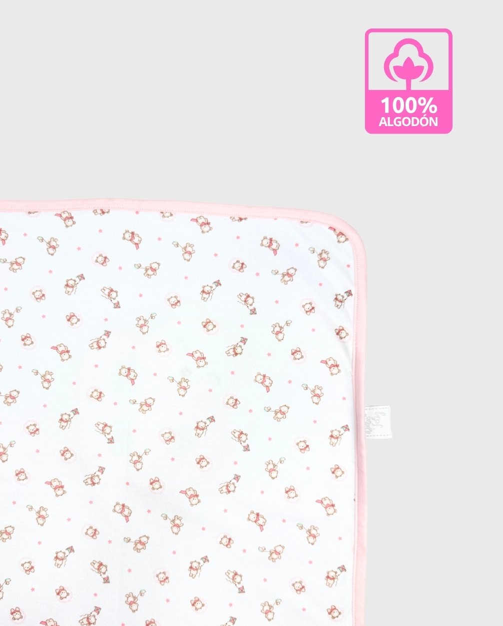 Cobija Doble Faz Bordado Rosa Surtido El Bebé Feliz Algodón 