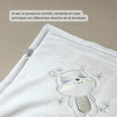 Cobija Doble Faz Blanco Bordado Surtido El Bebé Feliz Diseño