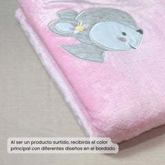 Cobija Doble Faz Rosa Bordado Surtido El Bebé Feliz Bordado