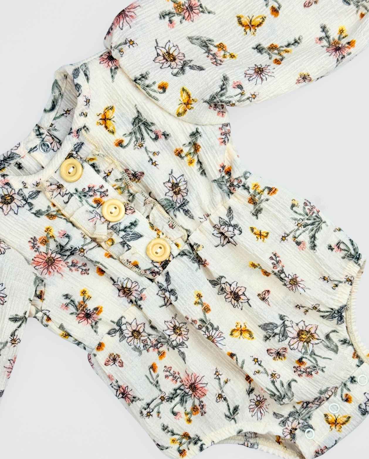 Body Manga Larga Flores con Medias Detalles