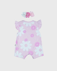 Mameluco Estampado Flores Rosa Pink