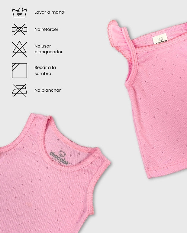 Set 3 Camisillas Interior Niña Rosa Detalles