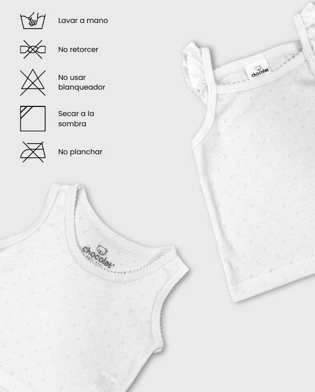 Set 3 Camisillas Interior Blanco Detalles