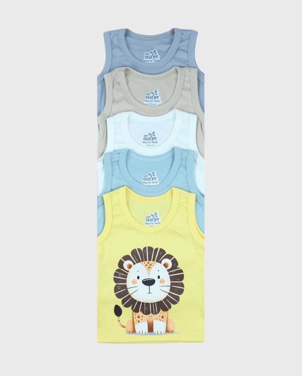 Set 5 Camisillas Colores Pastel Animales Niño