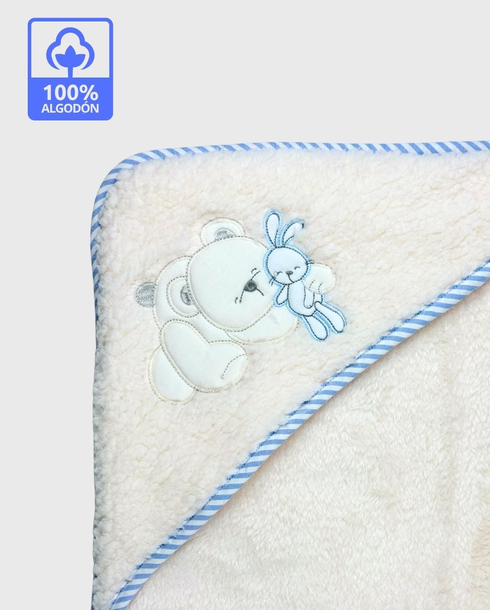 Cobija Oso Azul 100% Algodón El Bebé Feliz Blue