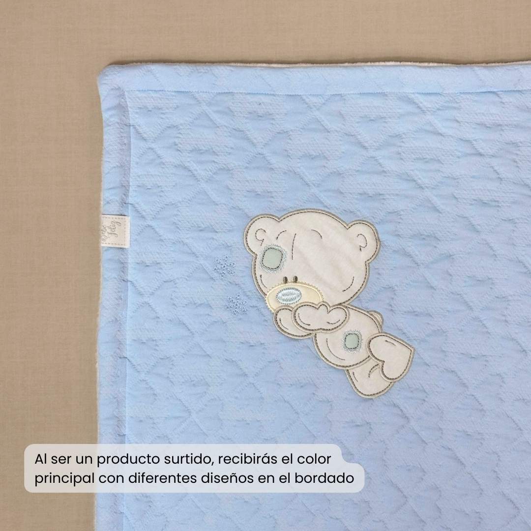Cobija Bordado Surtido Azul El Bebé Feliz osito