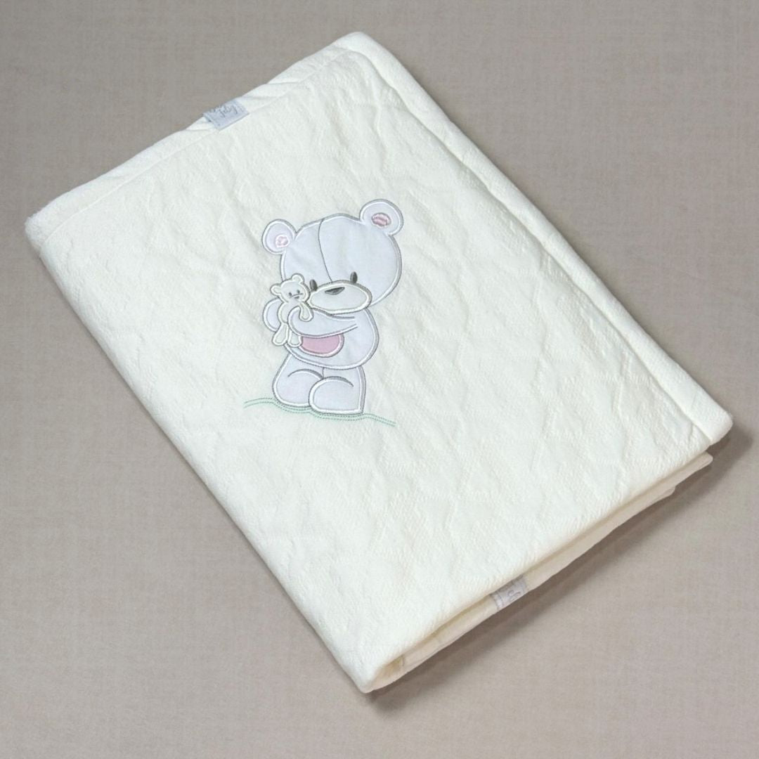 Cobija Corazones Bordado Surtido Blanco Rosa