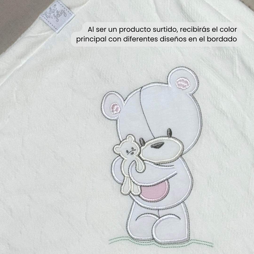 Cobija Corazones Bordado Surtido Blanco Rosa White
