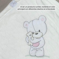 Cobija Corazones Bordado Surtido Blanco Rosa White